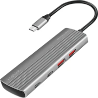 Logilink UA0414 Ultravékony usb 3.2 gen2 hub, 2x usb-a, 5x usb-c, pd, 100 w, asztroszürke kép