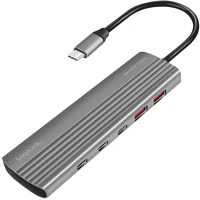 Logilink UA0415 Ultravékony usb 3.2 gen2 hub, 2x usb-a, 8x usb-c, pd, 100 w, asztroszürke kép