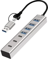 Logilink UA0442 usb 3.0 hub, 7 port, 4x usb-a, 3x usb-c, 2 az 1-ben csatlakozókábel, 5 gbit kép
