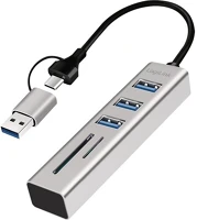 Logilink UA0445 usb 3.0 hub, 3x usb-a, sd/microsd nyílás, 2 az 1-ben csatlakozókábel, 5 kép