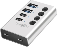 Logilink UA0446 usb 3.2 gen1 hub, 4 port kábellel/adapterrel, usb-a/c, ki/be kapcsoló kép