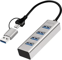 Logilink UA0455 Usb 3.0 hub, 4x usb-a, 5 gbit/s, 2 az 1-ben csatlakozókábel, ezüst kép