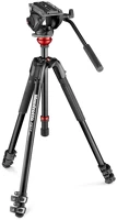 Manfrotto 190X Fluid fej lapos alappal + 190x kamera állvány (tripod) - fekete kép