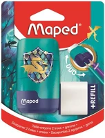 Maped 049224 hegyező és radír, kétlyukú, tartályos, pótradírral, maped