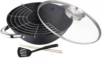 Masterpro BGMP-3802 Öntöttvas wok üvegfedővel 28cm, spatulával, ráccsal és evőpálcikával kép