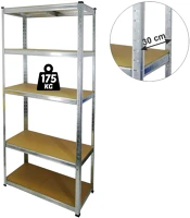 Max 10844 Fémpolc állvány - 5 szintes - fém -  175 kg - 180 x 90 x 30 cm () kép
