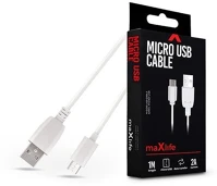 Maxlife TF-0177 1m microusb 2a fehér adat- és töltőkábel kép