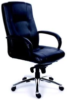 Mayah COR_BBSZVV22 főnöki szék, hintamechanikával, fekete bőrborítás, króm lábkereszt kép