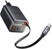 Mcdodo CH-4100 67w gan 2-in-1 usb-c+a hálózati töltő 65cm usb-c kábel fekete kép
