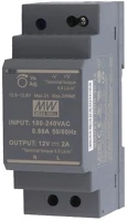 Mean well HDR-30-12 Din sínre szerelhető kapcsolóüzemű tápegység 12vdc 0-2 a 30w szürke kép