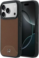 Mercedes MEHMP17X25PCBPWCA Leather wood effect and curve apple iphone 17 pro max magsafe tok, barna kép