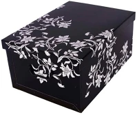 Miss space 7005 Tárolódoboz  maxi 51x37x24 cm barokk virágok fekete kép