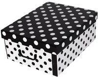 Miss space 7080 Tárolódoboz  maxi 51x37x24 cm pöttyös fekete kép