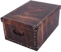 Miss space BŐRMINTÁS BARNA Tárolódoboz  maxi 51x37x24 cm láda bőrmintás barna kép