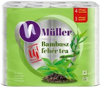 Müller 42604 Toalettpapír 4 rétegű 100% cellulóz 24 tekercs/csomag bambusz  fehér tea kép