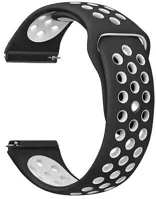 Mybandz 22SKU514 Lélegző szilikon óraszíj / fekete-fehér / 22mm kép