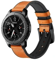 Mybandz 22SKU6802 Kívül puha bőr belül szilikon óraszíj /vörösesbarna/ / 22mm kép