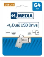 Mymedia COR_UM64GAD Pendrive, 64gb, usb 2.0 + usb-c, alumínium ház,  