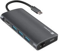 Natec NMP-2162 fowler 2 v2 usb-c multiport 8 az 1-ben adapter 3x usb 3.0 hub, hdmi 4k, usb kép