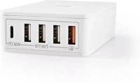 Nedis 2X 3.0 A száma: 5 | csatlakozó típusa: 1x usb-c™ / 4x usb-a | nincs kábel kép