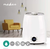 Nedis 50 M² | FEHÉR Párásító | 110 w | hűvös és meleg párával | 5.5 l | nedvességmérő kép