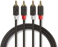 Nedis CABP24200AT10 Sztereó audiokábel | 2x RCA Dugasz | 2x RCA Dugasz | Aranyozott | 1.00 m | kép