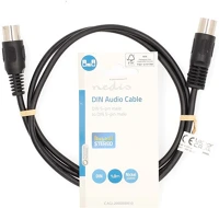 Nedis CAGL20000BK10 Din audió kábel, din 5 tűs dugó, nikkelezett, 1,00 m,  kerek, pvc,  fekete kép