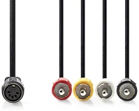 Nedis CAGL20475BK02 Audió kábel 5p din aljzat - 4 x rca dugó, hossz 0.20m, kép