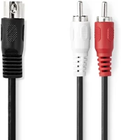 Nedis CAGP20200BK10 DIN audio kábel | DIN 5 Tűs Dugasz | 2x RCA Dugasz | Nikkelezett | 1.00 m | kép