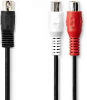 Nedis CAGP20250BK02 DIN audio kábel | DIN 5 Tűs Dugasz | 2x RCA Aljzat | Nikkelezett | 0.20 m | kép