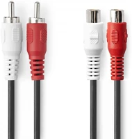 Nedis CAGP24205BK20 Sztereó audiokábel | 2x RCA Dugasz | 2x RCA Aljzat | Nikkelezett | 2.00 m | kép