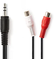 Nedis CAGT22250BK02 Sztereó audiokábel | 3.5 mm Dugasz | 2x RCA Aljzat | Nikkelezett | 0.20 m | kép