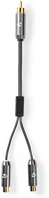 Nedis CATB24010GY02 Mélynyomó kábel | RCA Dugasz | 2x RCA Aljzat | Aranyozott | 0.20 m | Kerek kép