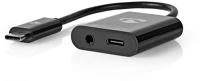 Nedis CCBW65955BK015 USB-C - jack átalakító Adapter | USB-C dugó / USB-C - fejhallgató | 0,15 m | Fekete kép