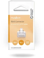 Nedis CCGB89302ME tömör kábelre, utp rj45 cat5 csatlakozó dugó, szerelhető, aranyozott kép