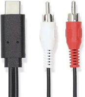 Nedis CCGL64240BK10 USB 3.2 GEN 1 Ccgl64240bk10 usb 3.2 gen 1, usb-c kábel, usb c dugó - 2x rca dugó, 1m kép