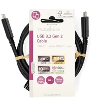 Nedis CCGL64750BK10 Usb c - usb-c kábel, usb3.2 gen 2, 240w, 20 gbps, hossz 1m kép