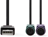 Nedis CCGP60830BK03 Usb-a apa - 2xps/2 anya adapterkábel 0.3m - fekete kép