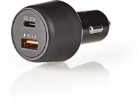 Nedis CCPD30W100BK Nedis autós USB-C / USB töltő - 3,0 A - QC 3.0 - PD - Fekete (CCPD30W100BK)