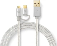 Nedis CCTB60610AL10 2 az 1-ben kábel | USB 2.0 | USB-A Dugasz | USB-C kép