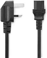 Nedis CEGL11100BK50 Tápkábel | Angol Dugasz | IEC-320-C13 | Szögben | Egyenes | Nikkelezett | kép
