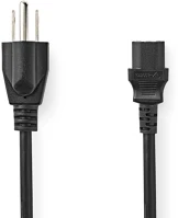 Nedis CEGP11500BK20 Tápkábel | USA Dugasz | IEC-320-C13 | Egyenes | Egyenes | Nikkelezett | 2 kép