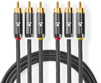 Nedis CVTB24300GY20 Kompozit Video kábel | 3x RCA Dugasz | 3x RCA Dugasz | Aranyozott | 480p | 2 kép