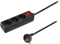 Nedis EXSO315F2BK Hálózati 3-as elosztó kapcsolóval 1,5m - fekete kép