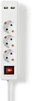 Nedis EXSO315UFSWT Kapcsolós hosszabbító usb porttal - 3x schuko - 2x usb - 1,5 m kép