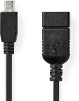 Nedis OTG | 0.20 M Usb mikro-b adapter | usb 2.0 | mini 5-pin dugasz | usb-a aljzat | 480 mbps | kép