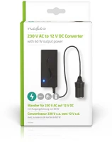 Nedis POCO100 AC/DC adapter 230V-12V 5A 60W szivargyújtó aljzattal kép