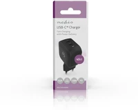 Nedis WGCHA45WBK töltő 45 w | gan | pd3.0, gyorstöltési funkció, 2,25 / 3,0 a, 2x usb-c kép