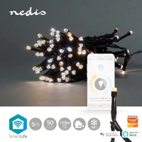 Nedis WIFILX02W50 Wifi fényfüzér - hideg / meleg fehér - 50 led - 5 m - smartlife kép