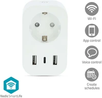 Nedis WIFIP151FWT Teljesítmény mérő | 3680 W | Type F (CEE 7/7) / 1x USB-C™ / 2x USB kép